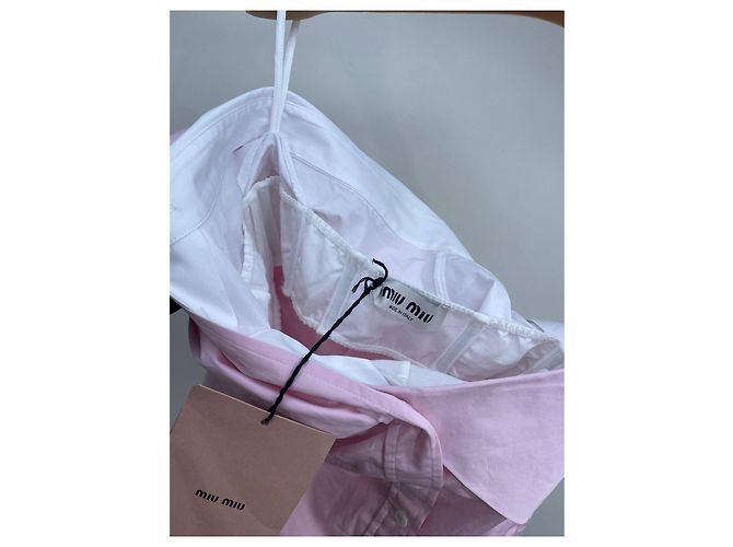 Top Bandeau Asimétrico Miu Miu Rosa de Algodón - vista 8