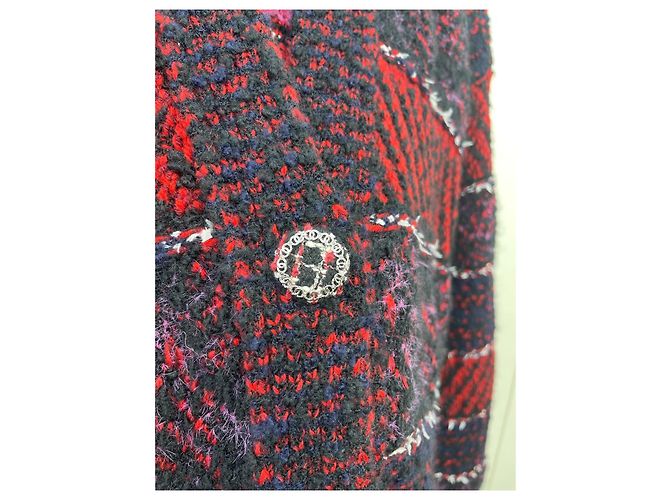Abrigo largo de punto Chanel en tweed con cinturón - vista 4