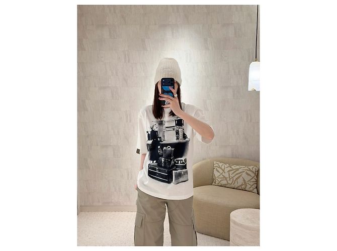 Top Louis Vuitton Blanco de Algodón con Estampado Retrato de Bolso - vista 7