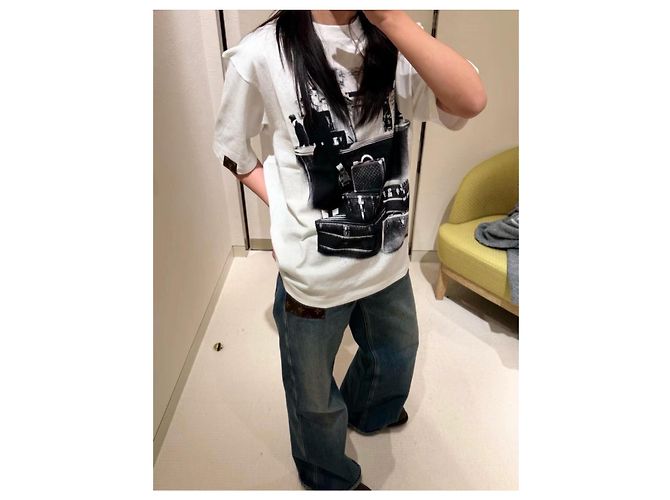 Top Louis Vuitton Blanco de Algodón con Estampado Retrato de Bolso - vista 9