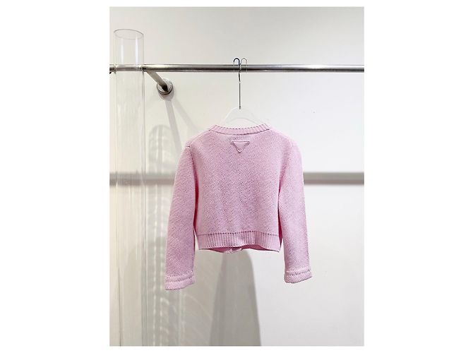 Prada Maglieria in Cashmere Rosa Logo Triangolo - vista 3