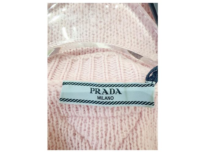Prada Maglieria in Cashmere Rosa Logo Triangolo - vista 4