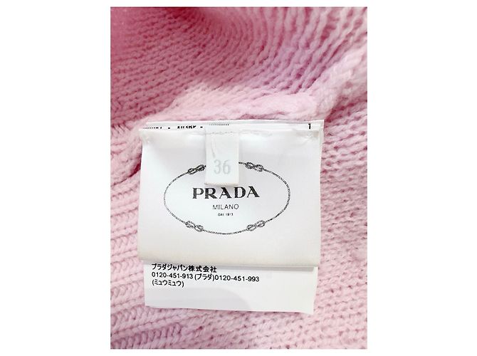 Prada Maglieria in Cashmere Rosa Logo Triangolo - vista 5