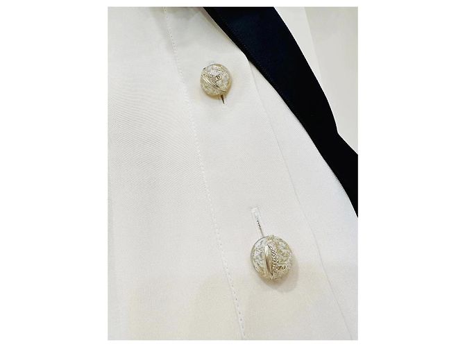 Camicia Chanel Métiers d'art 21 in seta con fiocco nero - vista 4