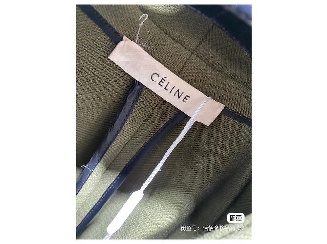 Abrigo Céline de lana verde con cinturón - vista 2