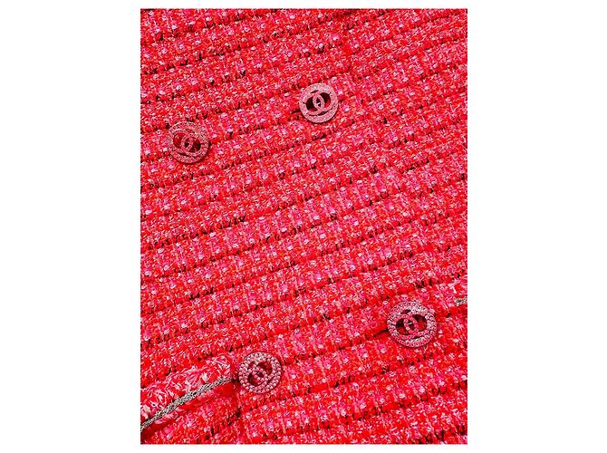 Abrigo Largo Chanel de Tweed Rojo - vista 2