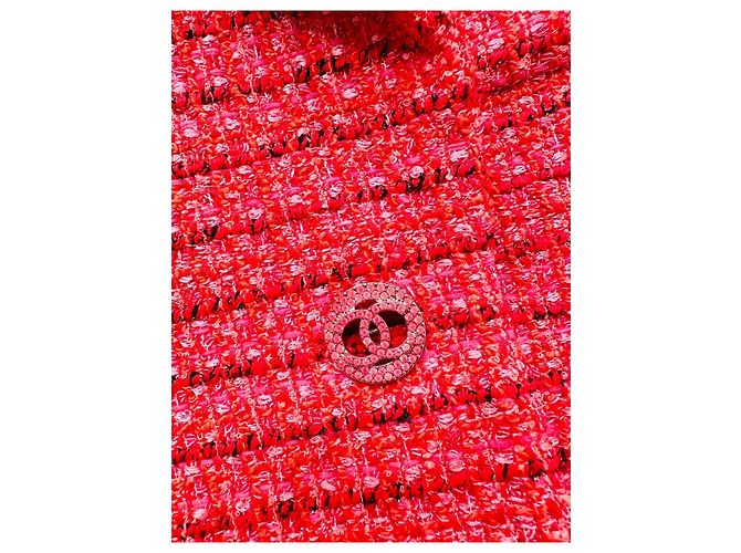 Abrigo Largo Chanel de Tweed Rojo - vista 4