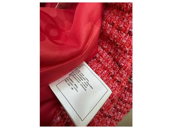 Abrigo Largo Chanel de Tweed Rojo - vista 5