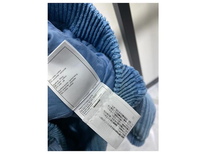 Giacca Chanel in velluto a coste blu a righe con paillettes - vista 9