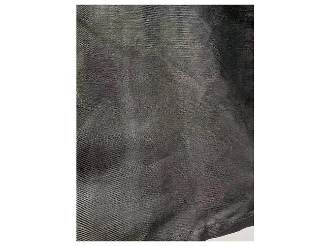 Vestido Céline de lino negro con mangas abullonadas - vista 4