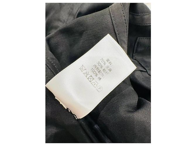 Vestido Céline de lino negro con mangas abullonadas - vista 7