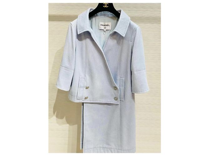 Chaqueta Chanel de Tweed Azul corte asimétrico - vista 3
