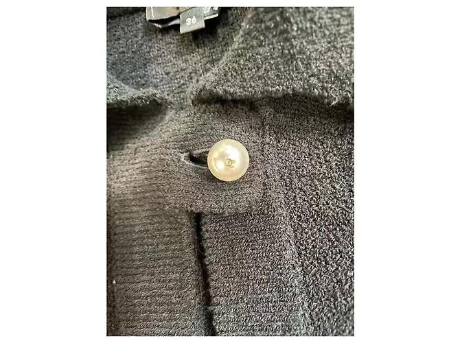 Vestido de punto Chanel negro de algodón con botones de perlas - vista 5