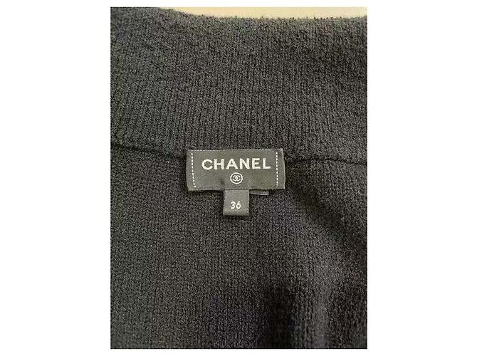 Vestido de punto Chanel negro de algodón con botones de perlas - vista 7