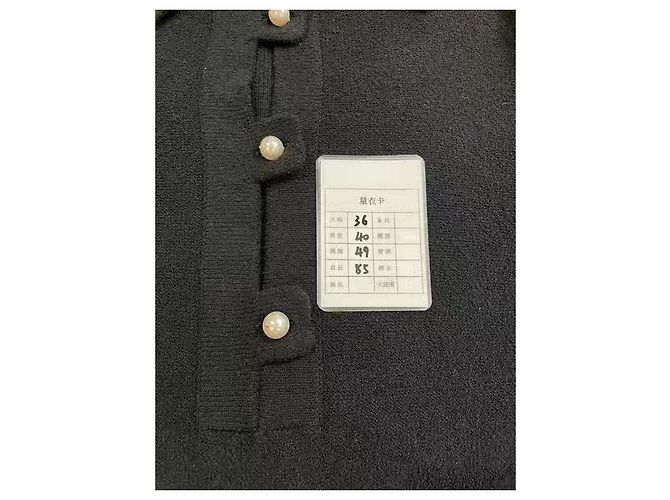 Vestido de punto Chanel negro de algodón con botones de perlas - vista 9
