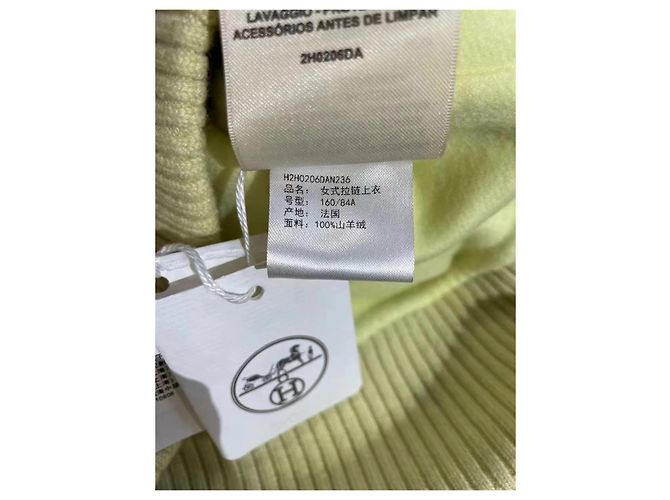 Chaqueta Hermès de cashmere amarillo con capucha Talla 36 - vista 7