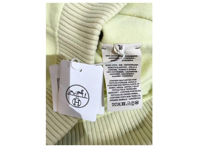 Chaqueta Hermès de cashmere amarillo con capucha Talla 36 - vista 9
