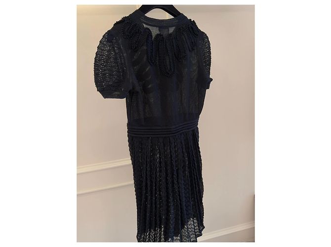 Vestido Chanel de seda negro con mangas abullonadas - vista 4