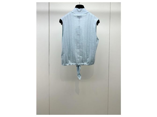 Chanel Strickjacke aus blauem Kaschmir - Ansicht 2