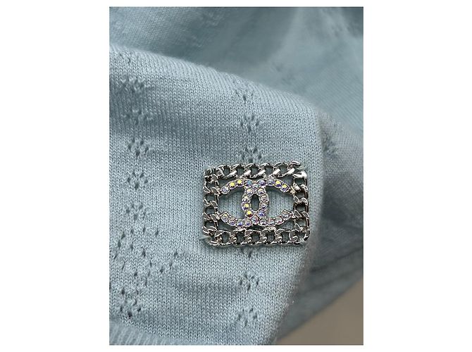 Chanel Strickjacke aus blauem Kaschmir - Ansicht 3