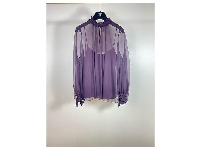 Top in seta Dior viola - vista 2