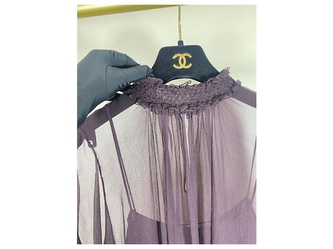 Top in seta Dior viola - vista 6