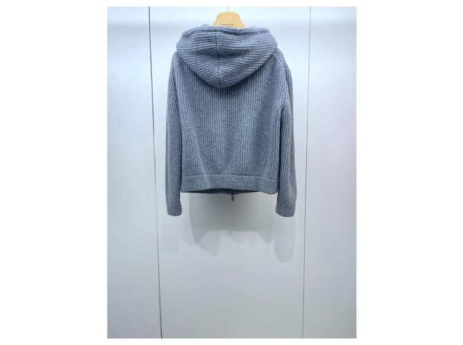 Miu Miu Kapuzenjacke aus Wolle Grau - Ansicht 2