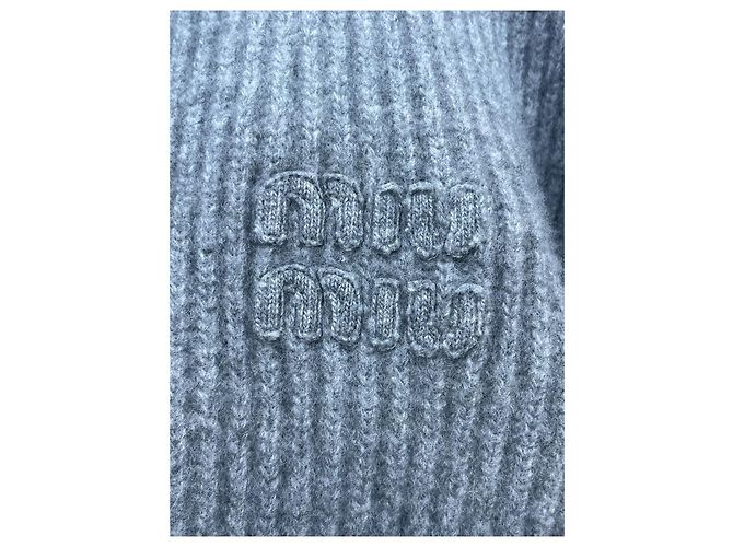 Miu Miu Kapuzenjacke aus Wolle Grau - Ansicht 3