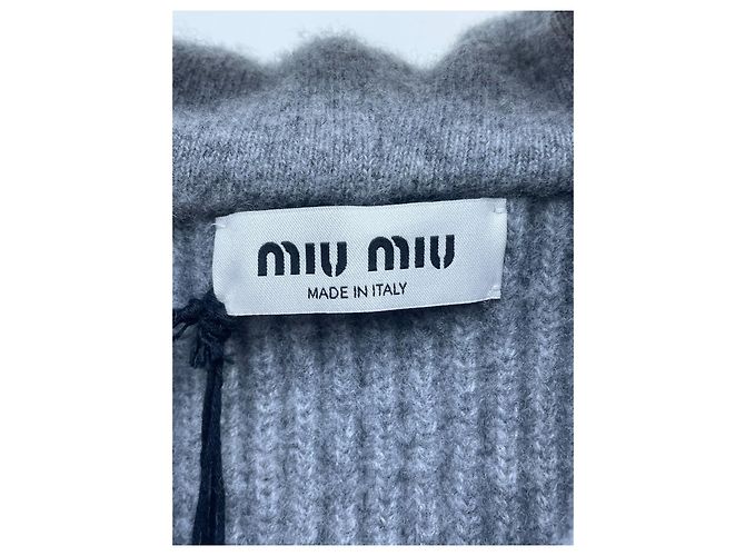Miu Miu Kapuzenjacke aus Wolle Grau - Ansicht 6