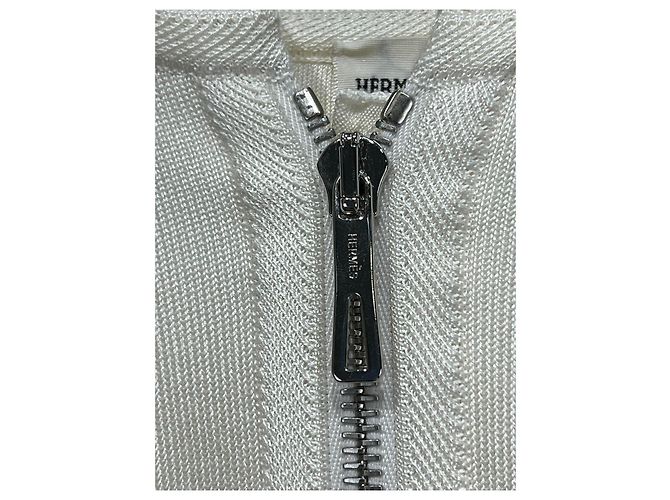 Hermès Jacke aus Seide Weiß - Ansicht 8