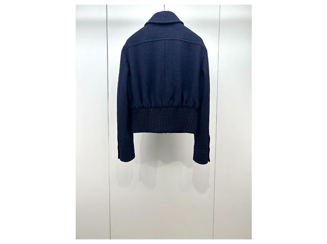 Chanel Navy Wool Jacket with Double C Heart Pockets - view 2
