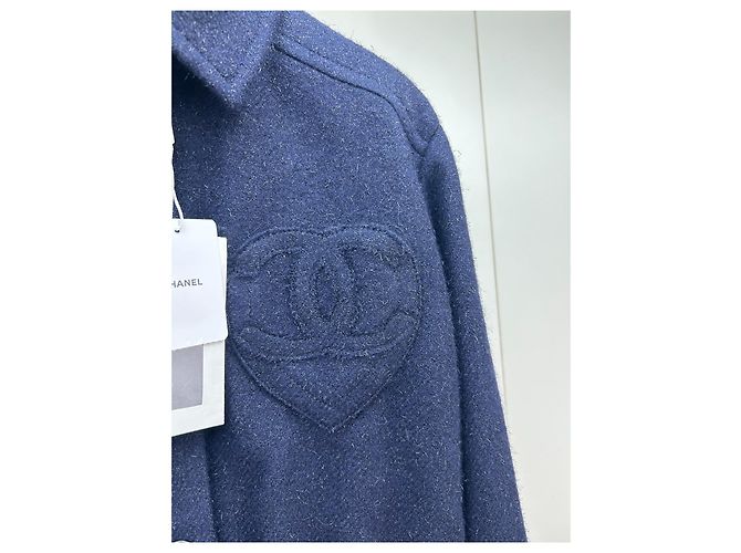 Chanel Navy Wool Jacket with Double C Heart Pockets - view 3