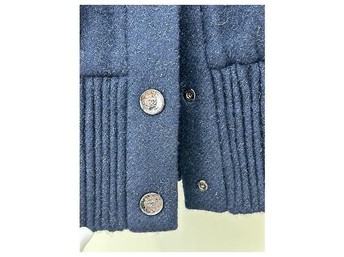 Chanel Navy Wool Jacket with Double C Heart Pockets - view 4