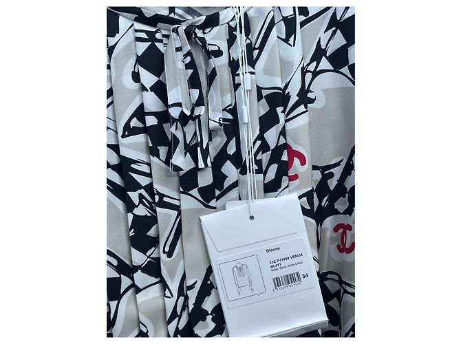 Top de Chanel en seda estampado racing de cuadros blanco y negro - vista 3