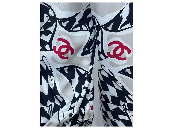 Top de Chanel en seda estampado racing de cuadros blanco y negro - vista 8