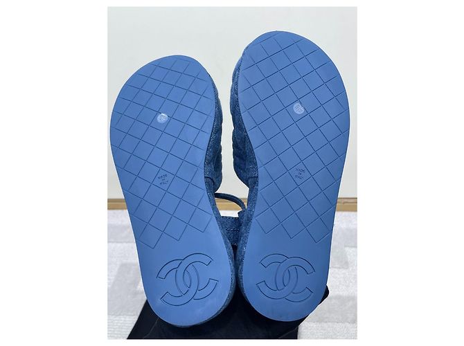 Sandali Chanel Blu Denim in Tessuto Taglia 35 - vista 8