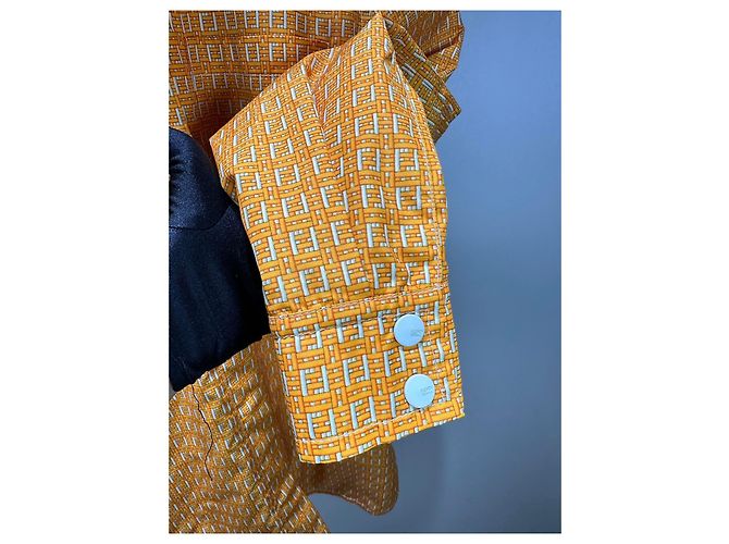Fendi Windjacke Gelb mit Allover-Logo Polyamid - Ansicht 4