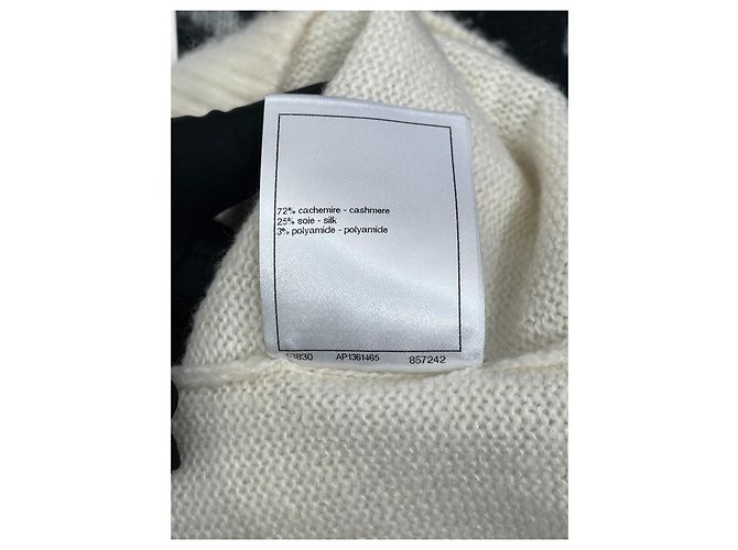 Chanel Coco Neige Kaschmir Strickware Schwarz Weiß Sterne - Ansicht 8