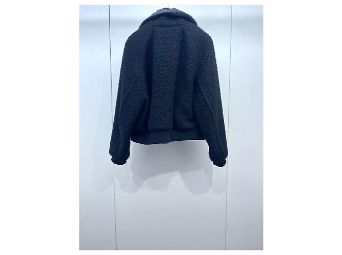 Hermès Black Polyamide Jacket with Lambswool Trim Size 38 - view 2