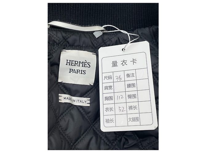 Hermès Black Polyamide Jacket with Lambswool Trim Size 38 - view 5
