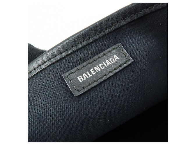 Balenciaga Cabas in tela blu navy e pelle XS - vista 6