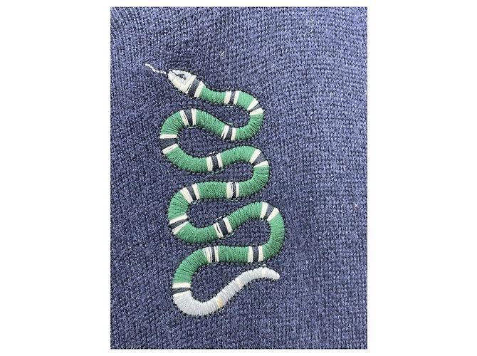 Gucci Strickjacke aus Wolle in Navy mit Stickerei - Ansicht 4