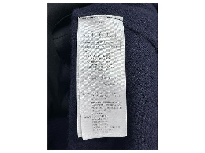 Gucci Strickjacke aus Wolle in Navy mit Stickerei - Ansicht 6