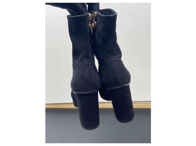 Botines Chanel de ante negro - vista 4