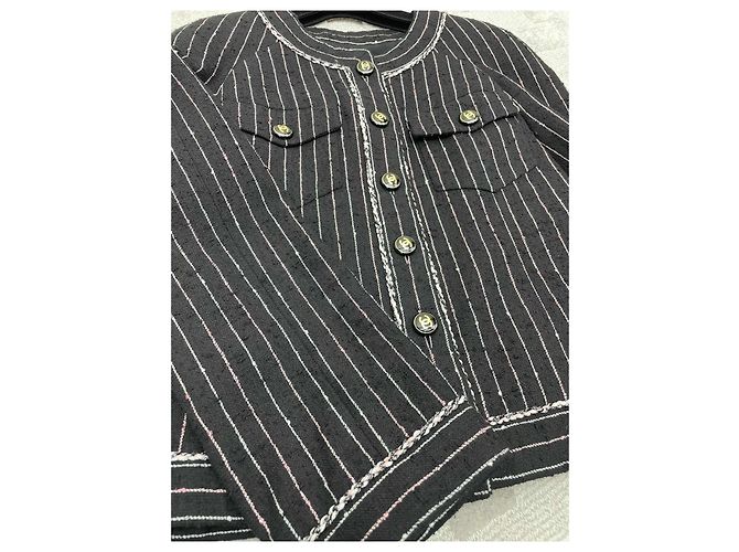 Chaqueta Chanel de tweed con rayas verticales Talla 36 - vista 6