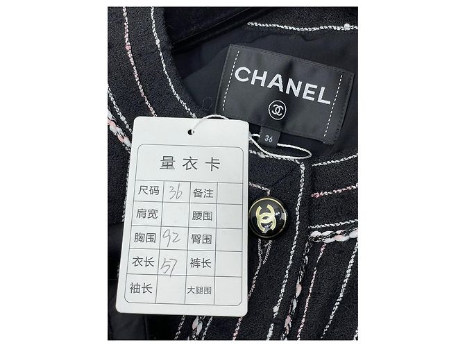 Chaqueta Chanel de tweed con rayas verticales Talla 36 - vista 9