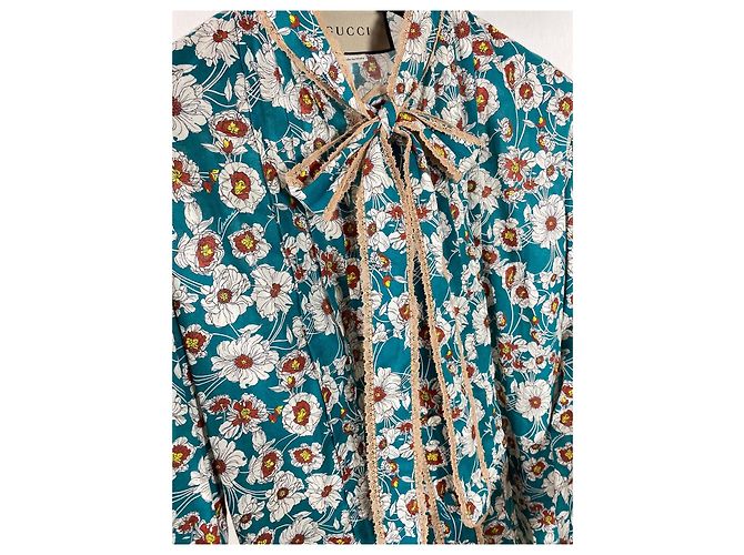 Camicia Gucci con Fiocco Floreale in Cotone - vista 3