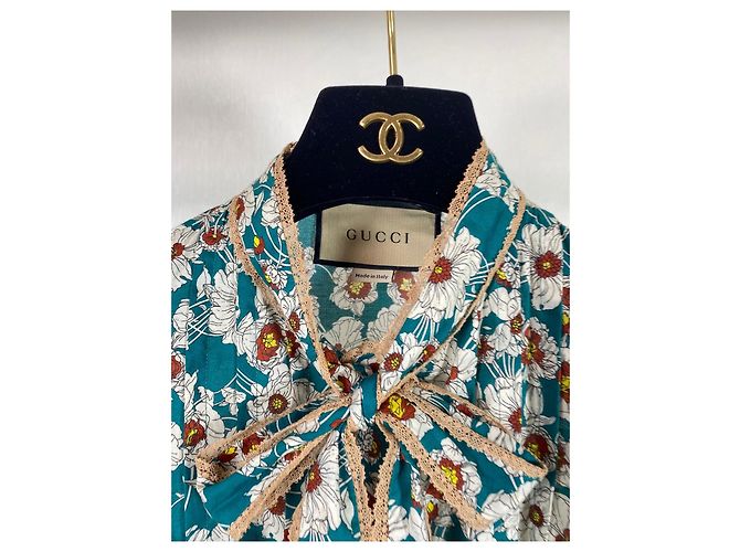 Camicia Gucci con Fiocco Floreale in Cotone - vista 5