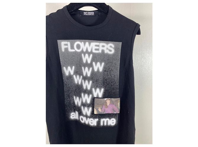 Raf Simons Schwarzes Baumwoll T-Shirt mit Buchstabenprint - Ansicht 3