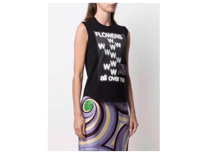 Raf Simons Schwarzes Baumwoll T-Shirt mit Buchstabenprint - Ansicht 8